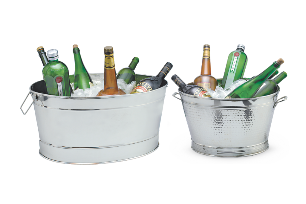 WINE/CHAMPAGNE BUCKET W/RIB & RING HANDLE STAINLESS STEEL – King Metal ...